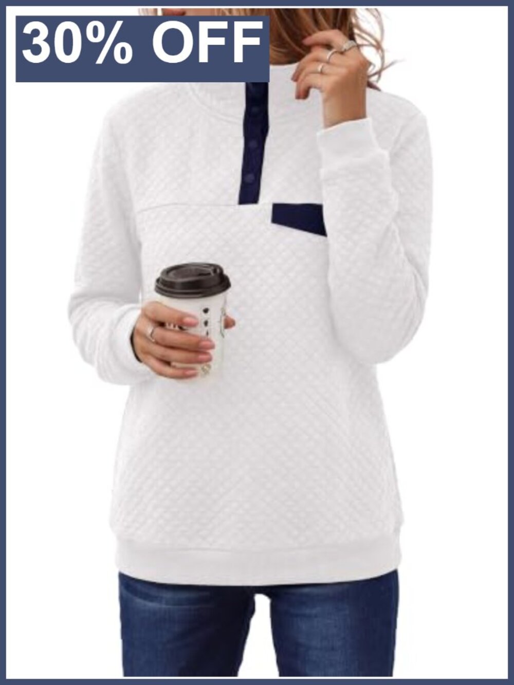 Quarter Zip Pullover Sweatshirt Quilted Kangaroo Pocket Relaxed Fit